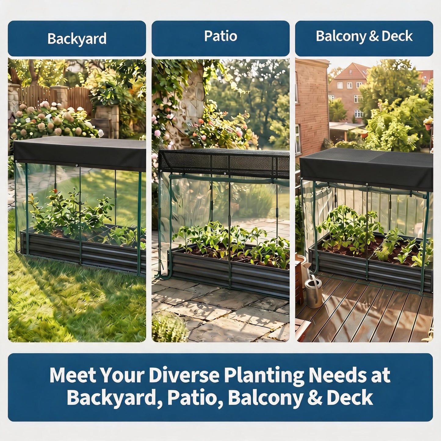 Garvee Self-Watering Raised Garden Bed, 6 x 3 x 1 FT Galvanized Metal Planter with Mesh Crop Cage, Bug Net and 4 Plant Signs for Vegetables and Herbs, Black