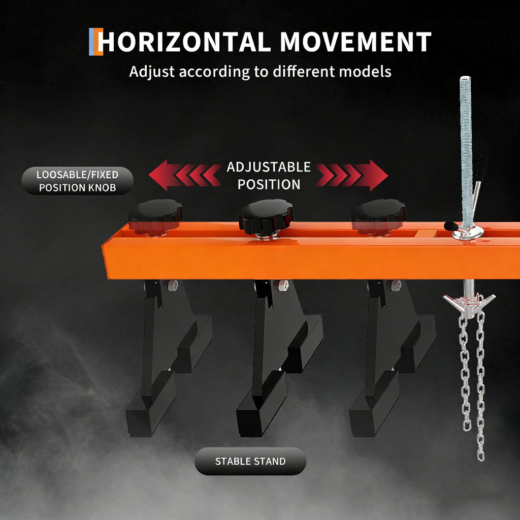 Garvee Engine Support Bar, 1100 lbs Capacity Transverse Motor Lift Hoist with Dual Hooks, 2-Point Holder for Home Garage and Auto Repair Shop, Orange
