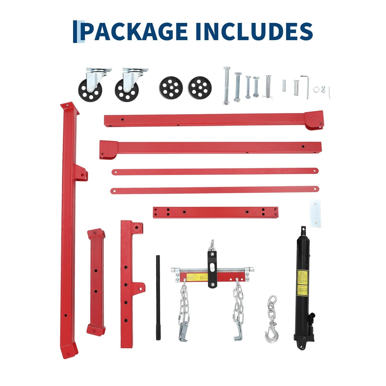 Garvee 3000 LBS Hydraulic Engine Hoist with Lever, 1.5-Ton Telescoping Boom Shop Crane with 4 Heavy-Duty Casters, Garage & Warehouse Cherry Picker for Automotive, Machinery, and Equipment Lifting, Red