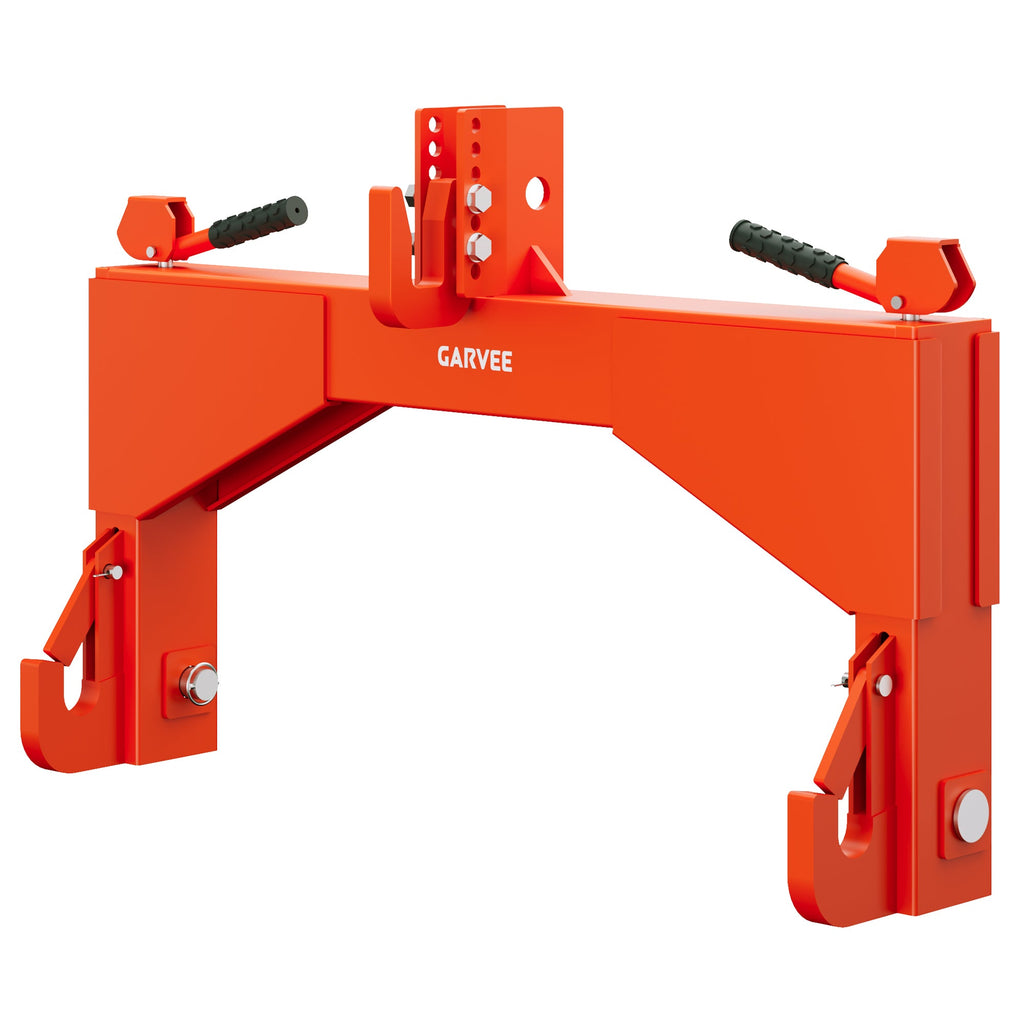 Garvee Heavy Duty 4000lbs 3-Point Quick Hitch for Category 2 Tractors - 5-Level Adjustable Bolt - 2" Receiver - Compatible with Cat 2 Implements - Farm Attachment - Orange