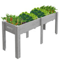 Garvee 72" x 23" x 30" Gray Raised Garden Bed with Legs, Solid Fir Wood Elevated Outdoor Planter Box with Non-Woven Liner & Hooks for Vegetables, Herbs, Flowers, Patio, Balcony & Backyard