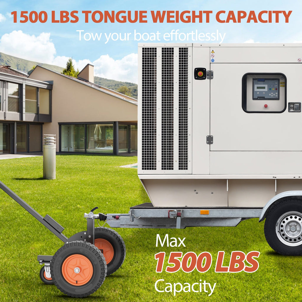 Garvee 1500 lbs Heavy Duty 2-in-1 Adjustable Height Trailer Dolly - Carbon Steel Construction - 2" Hitch Ball & 16" Pneumatic Tires - Ideal for RV, Boat, Camper, Utility Trailer Positioning & Launching - Color: Black + Orange