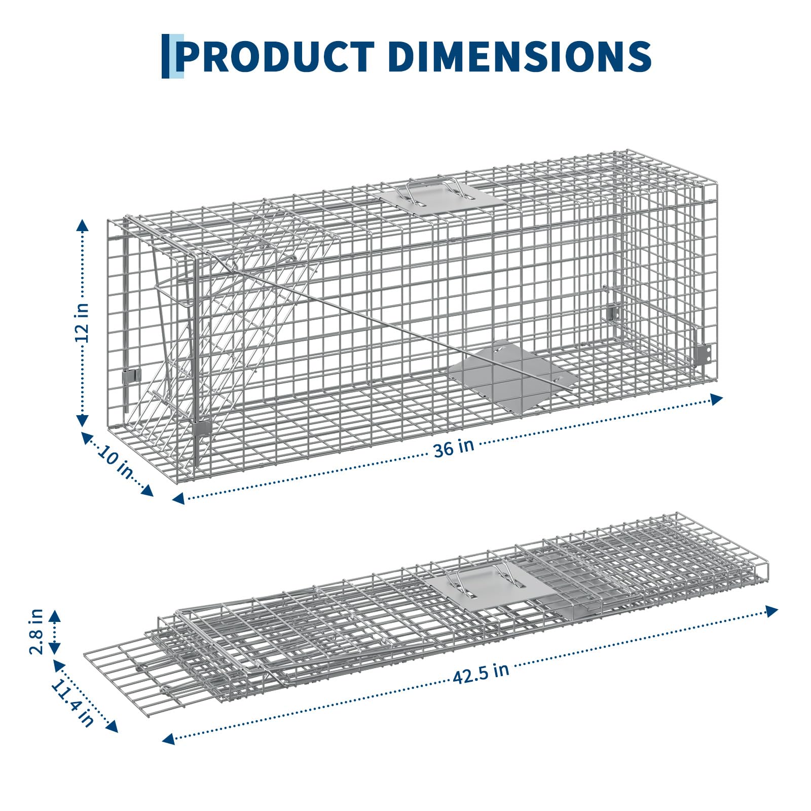 Garvee Heavy Duty Live Animal Trap Cage – Humane, Collapsible Steel, Sensitive Trigger, Easy Assembly – For Stray Cats, Raccoons, Skunks, Groundhogs, Armadillos – 36x10x12 in / 91.5x25.4x30.5 cm