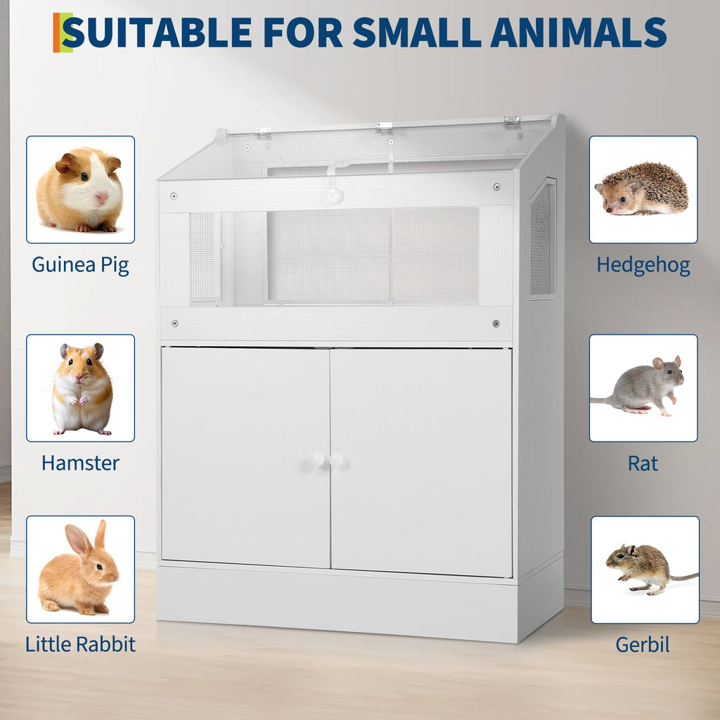 Garvee Hamster Cage, Small Animal Cages with Storage Cabinet, Clear Visual Acrylic Panels and Ventilated Design, Guinea Pig Cage for Small Animals, Gerbils, Rats, Hedgehogs