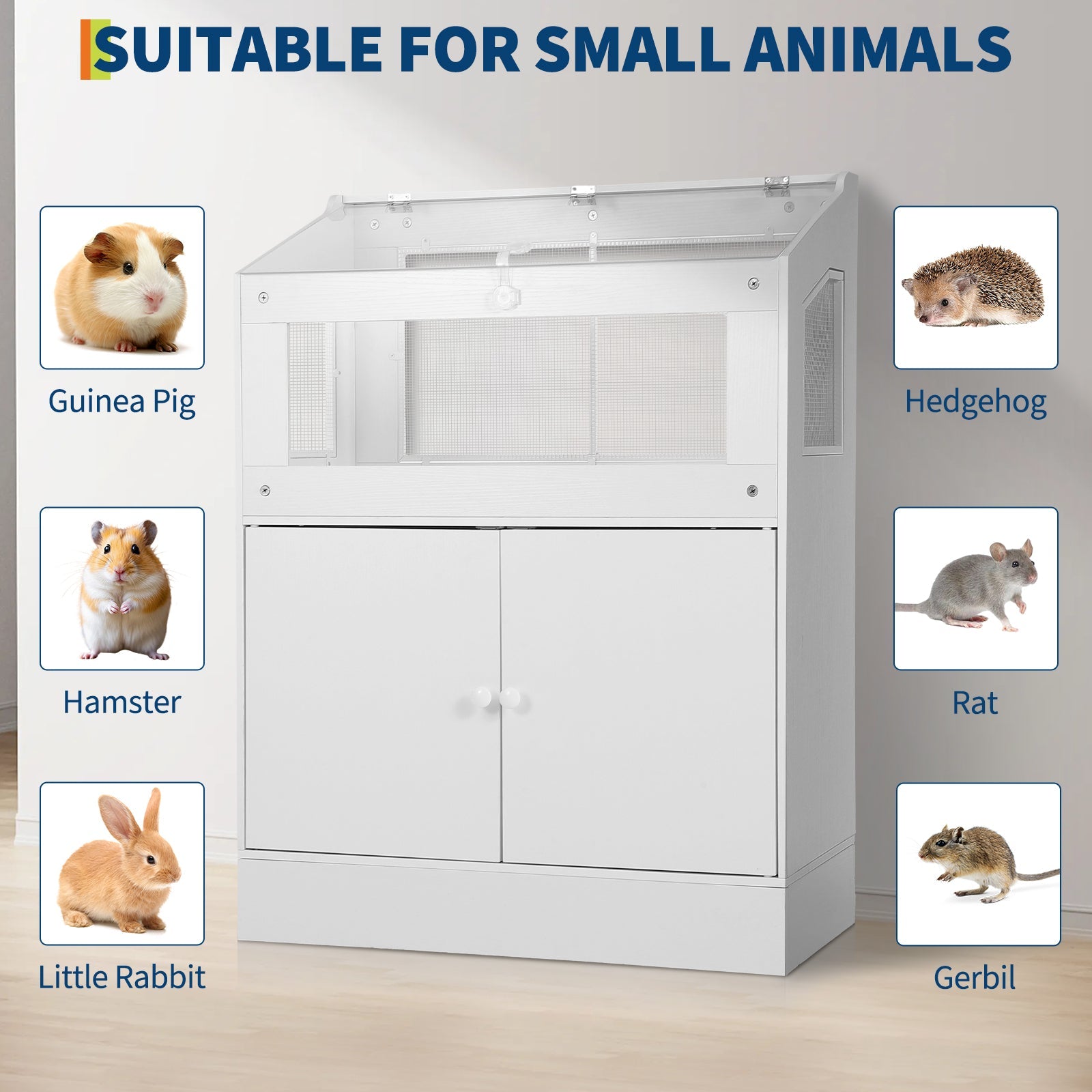 Garvee Hamster Cage, Small Animal Cages with Storage Cabinet, Clear Visual Acrylic Panels and Ventilated Design, Guinea Pig Cage for Small Animals, Gerbils, Rats, Hedgehogs