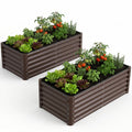 Garvee 2 Pack Tall 4 x 2 Ft Galvanized Steel Raised Garden Bed, Outdoor Above Ground Planter Box for Vegetables and Flowers, Metal Raised Bed for Gardening