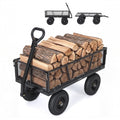 Garvee 1200 lb Heavy-Duty Steel Garden Cart, All-Terrain Utility Wagon with 13" Pneumatic Tires, Removable Mesh Sides, 180° Rotating Handle & Flatbed Design for Lawn, Yard, Farm, Landscaping, Black