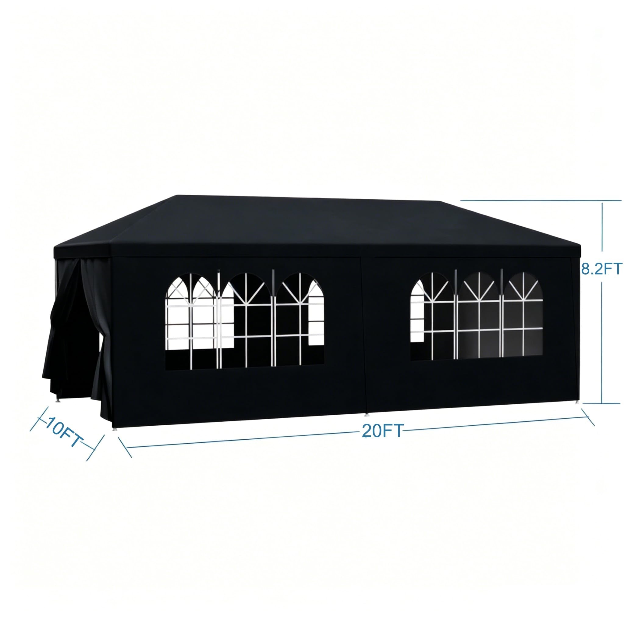 Garvee 10' × 20' Outdoor Party Tent with 6 Removable Sidewalls, Waterproof Canopy, Wedding Gazebo for Backyard, Patio, BBQ and Events, Black