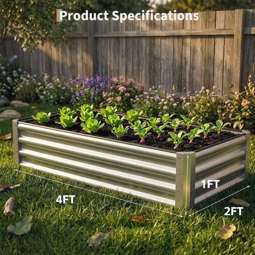 Garvee 2 Pack Tall 4 x 2 Ft Galvanized Steel Raised Garden Bed, Outdoor Above Ground Planter Box for Vegetables and Flowers, Metal Raised Bed for Gardening