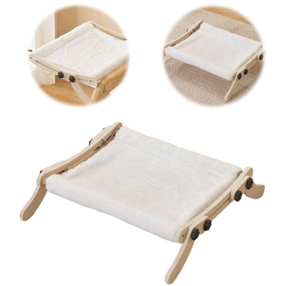 Garvee Cat Window Perch, Cat Radiator Bed Hammock, Holds Up to 18kg Wooden Seat Cats Bed, No-Screw Adjustable and Suction Cups, for Windowsill, Bedside, Radiator, Easy Assembly