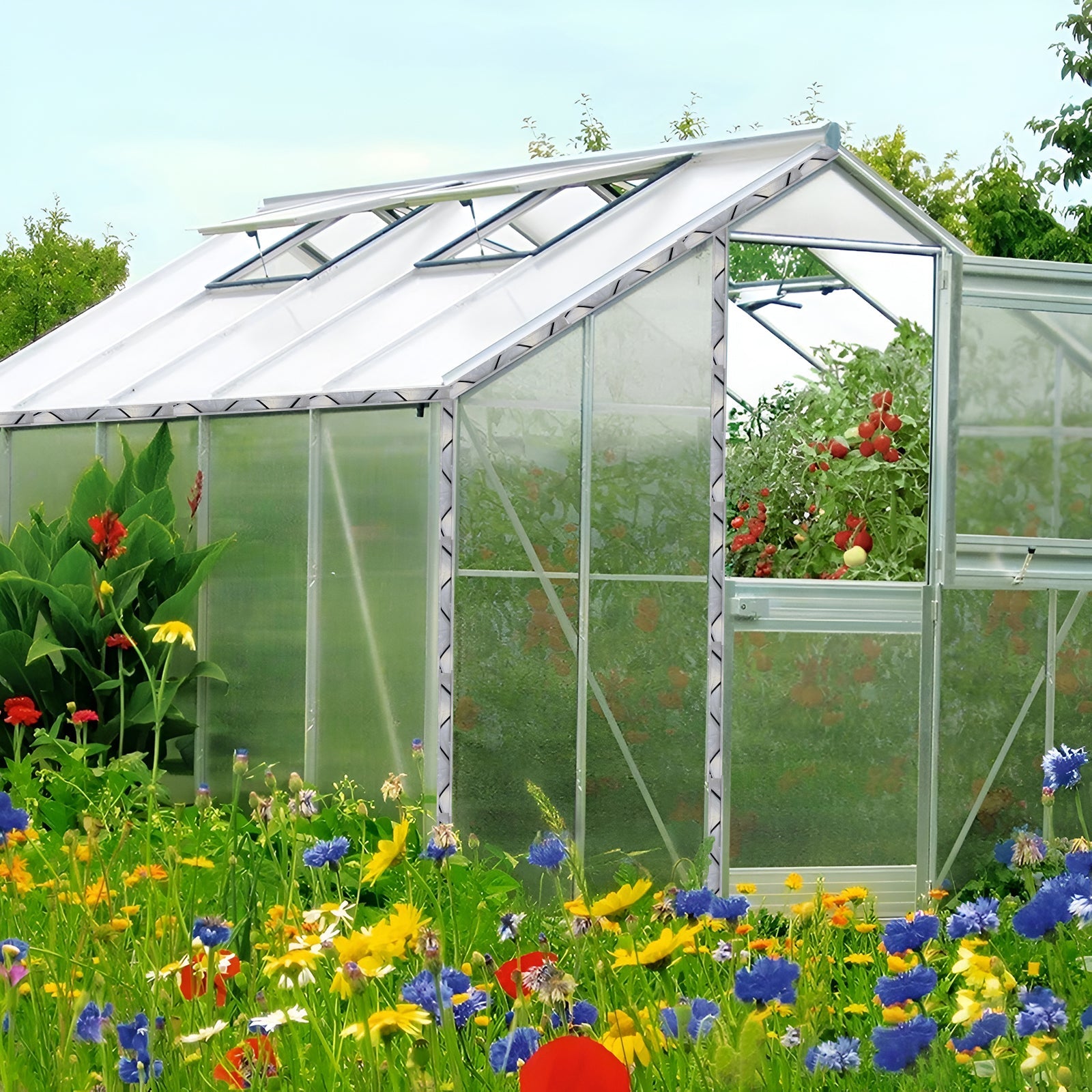 Garvee 20-Set 6.6 ft Greenhouse Spring Wire and Lock Channel Kit, 1 mm Aluminum U-Channels with PVC-Coated Wires for Poly Film, Shade Cloth and Netting