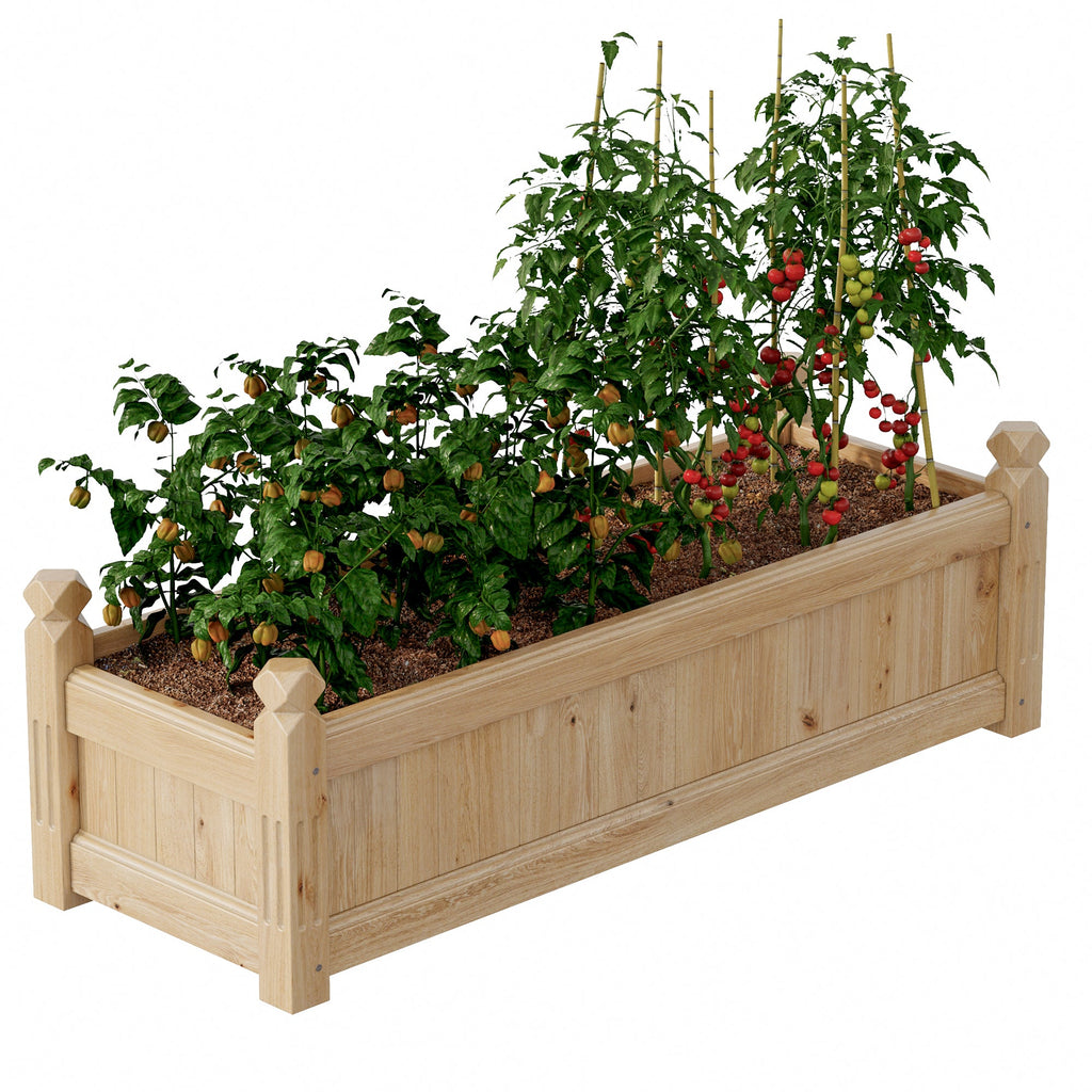 Garvee 43" x 15" x 13" Sturdy Fir Wood Raised Garden Bed – Large Rectangular Outdoor Planter Box for Vegetables, Herbs, Flowers – Easy Tool-Included Assembly, Ideal for Patio, Balcony, Backyard, Yellow