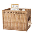 Garvee Handwoven Rattan Cat Litter Box Cabinet – Large Hidden Enclosure with Removable Mat and Fence – Stylish Boho Furniture, Easy to Clean, Covered Litterbox for Indoor Cats – Natural Color