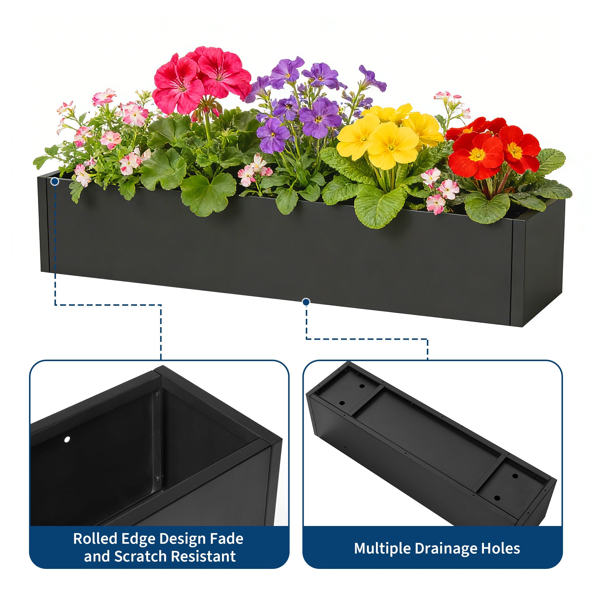 Garvee 2-Pack Metal Raised Garden Bed 36" x 9" x 9", Galvanized Steel Planter Box, Rust-Resistant Outdoor Flower & Vegetable Planter for Patio, Backyard, Deck and Balcony, Black