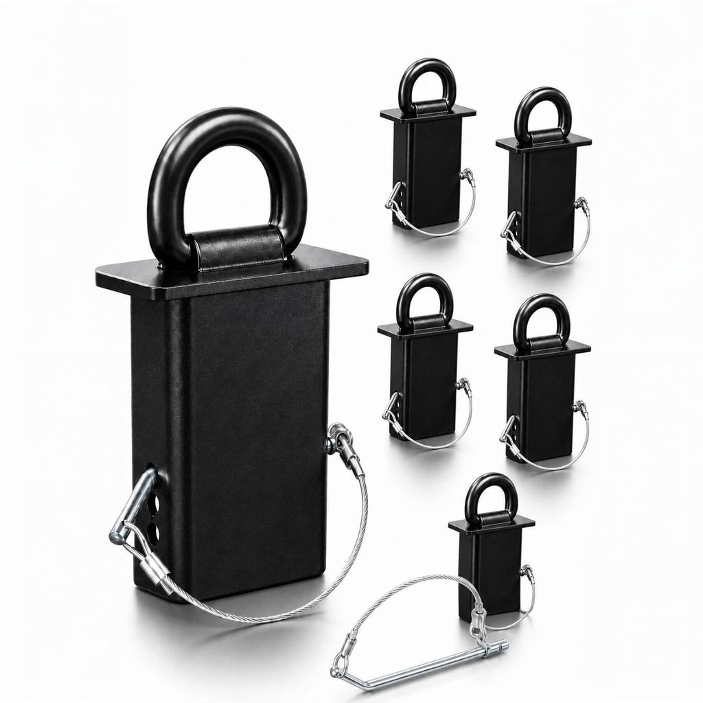 Garvee Heavy Duty 18,000lbs Removable Stake Pocket D-Ring Tie Down Anchors – 5/8" Hitch Pin, 4 Adjustable Holes, Anti-Loss Wire, Securement for Utility Trailers, Flatbeds, Cargo Trucks, Black, 5/8 Inch, 6 Pieces