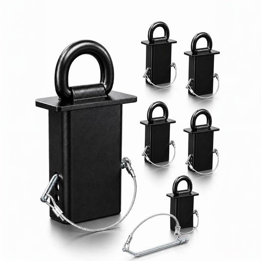 Garvee Heavy Duty 18,000lbs Removable Stake Pocket D-Ring Tie Down Anchors – 5/8" Hitch Pin, 4 Adjustable Holes, Anti-Loss Wire, Securement for Utility Trailers, Flatbeds, Cargo Trucks, Black, 5/8 Inch, 6 Pieces