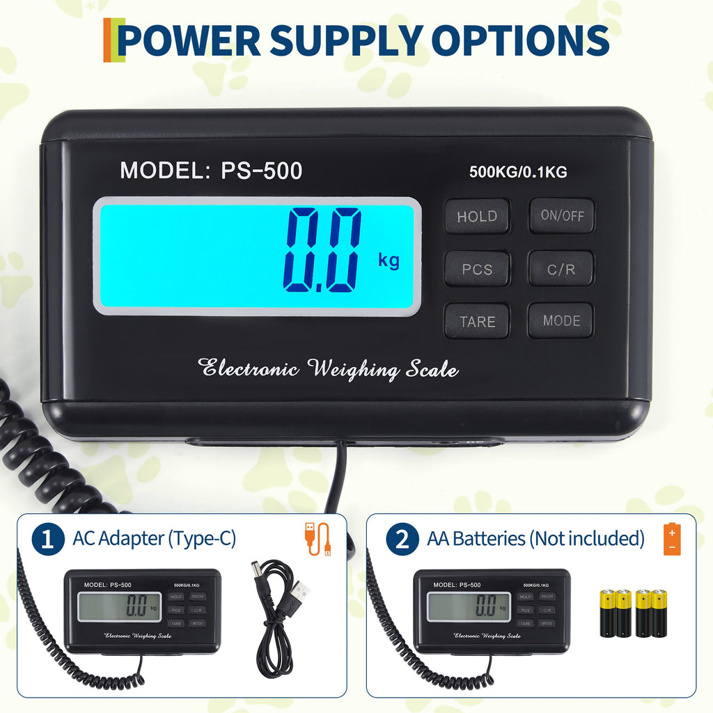 Garvee Digital Livestock Scale – 1100 lbs Capacity Large Veterinary Dog Scale with Non-Slip Steel Platform, Heavy Duty Floor Weight Scale for Goats, Sheep, Pigs, and Farm Animals (Silver)