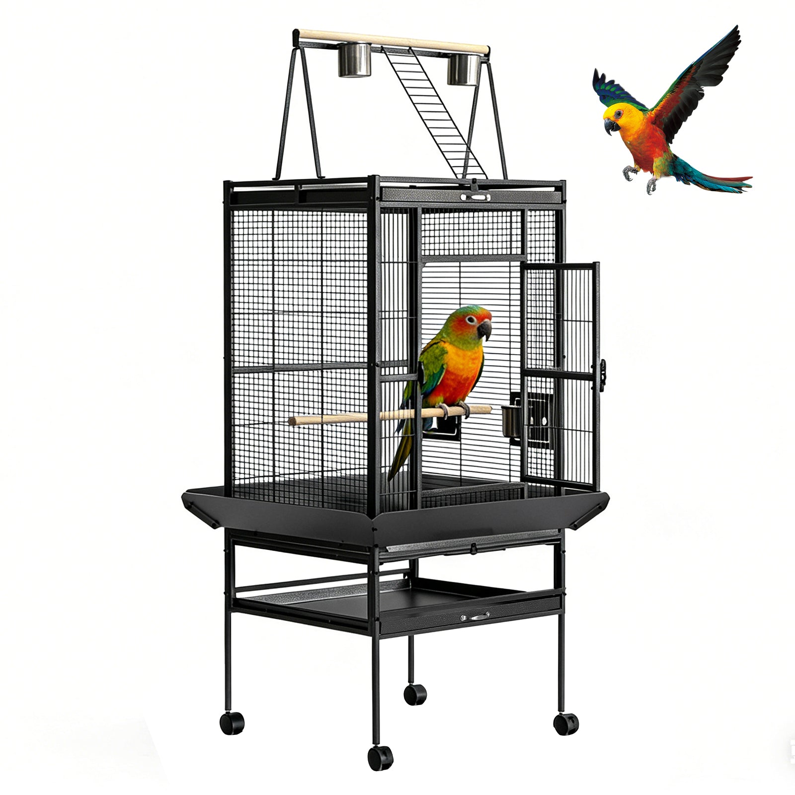 Garvee 60"h Large Bird Cage, Rolling Play Top Parakeet Cage, Big Bird Cages for Parrots, Parakeets, Cockatiels, Conures, Budgie, Lovebird