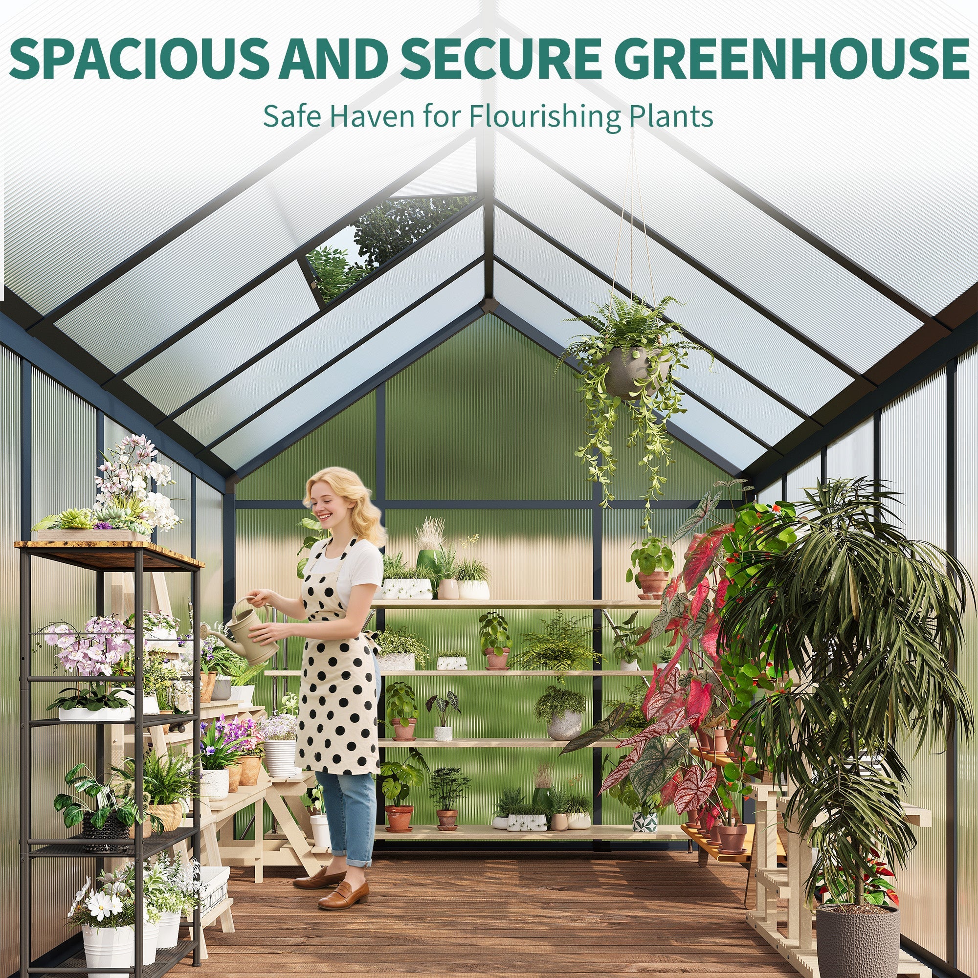 Garvee  6x8 FT Polycarbonate Greenhouse Gazebo – Walk-In Outdoor Garden Structure – Robust Aluminum Frame – Upgraded Sliding Door, Adjustable Roof Vent, Lockable Handle – For Patio, Backyard, Lawn – 6x8 Sliding Door, Dark Gray (Upgraded Handle