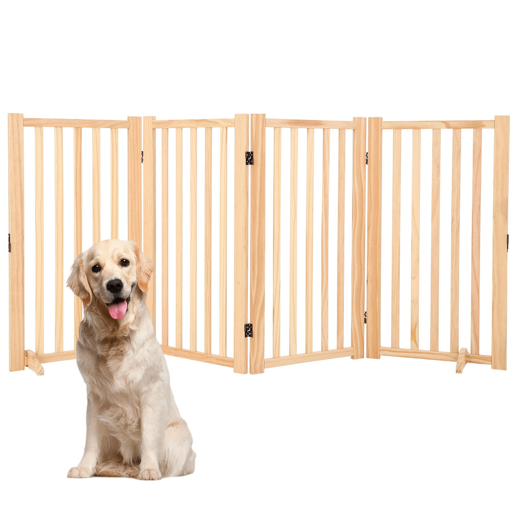 Garvee Wooden Freestanding Dog Gate, Collapsible Pet Gate with Support Feet, Indoor Dog Fence for The House,Doorways, Stairs，Expandable Pet Fence -4 Panel, 36” H