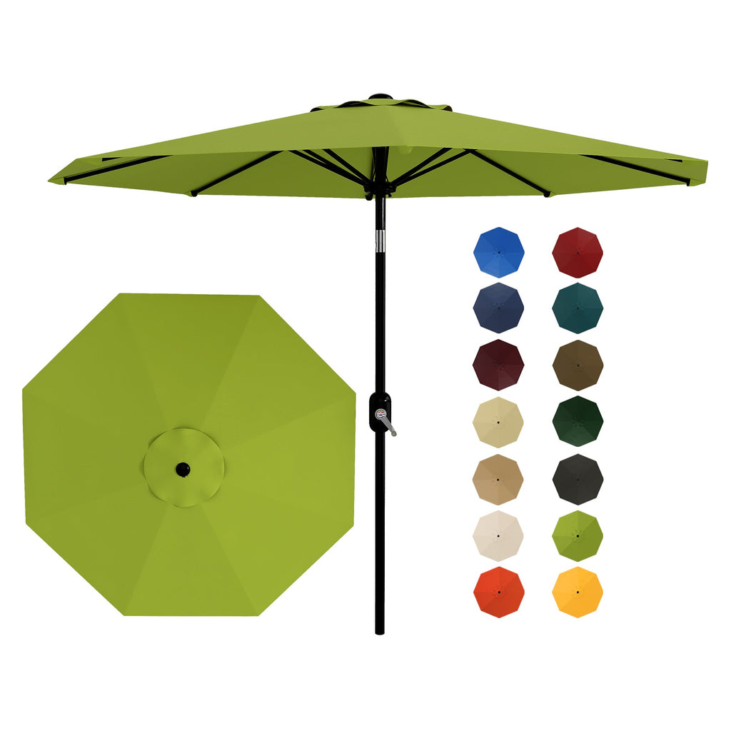 Garvee 10 ft Outdoor Patio Umbrella with 8 Sturdy Ribs, Crank Lift, Push-Button Tilt & UV-Resistant Waterproof Canopy for Garden, Deck, Pool & Yard, Grass Green
