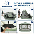 Garvee Screen Gazebo Tent, 13 x 13 FT 6-Sided Canopy for 8-10 People with 7.5 FT Height, Removable Wind Cloth and Carry Bag for Camping, Green and Light Gray