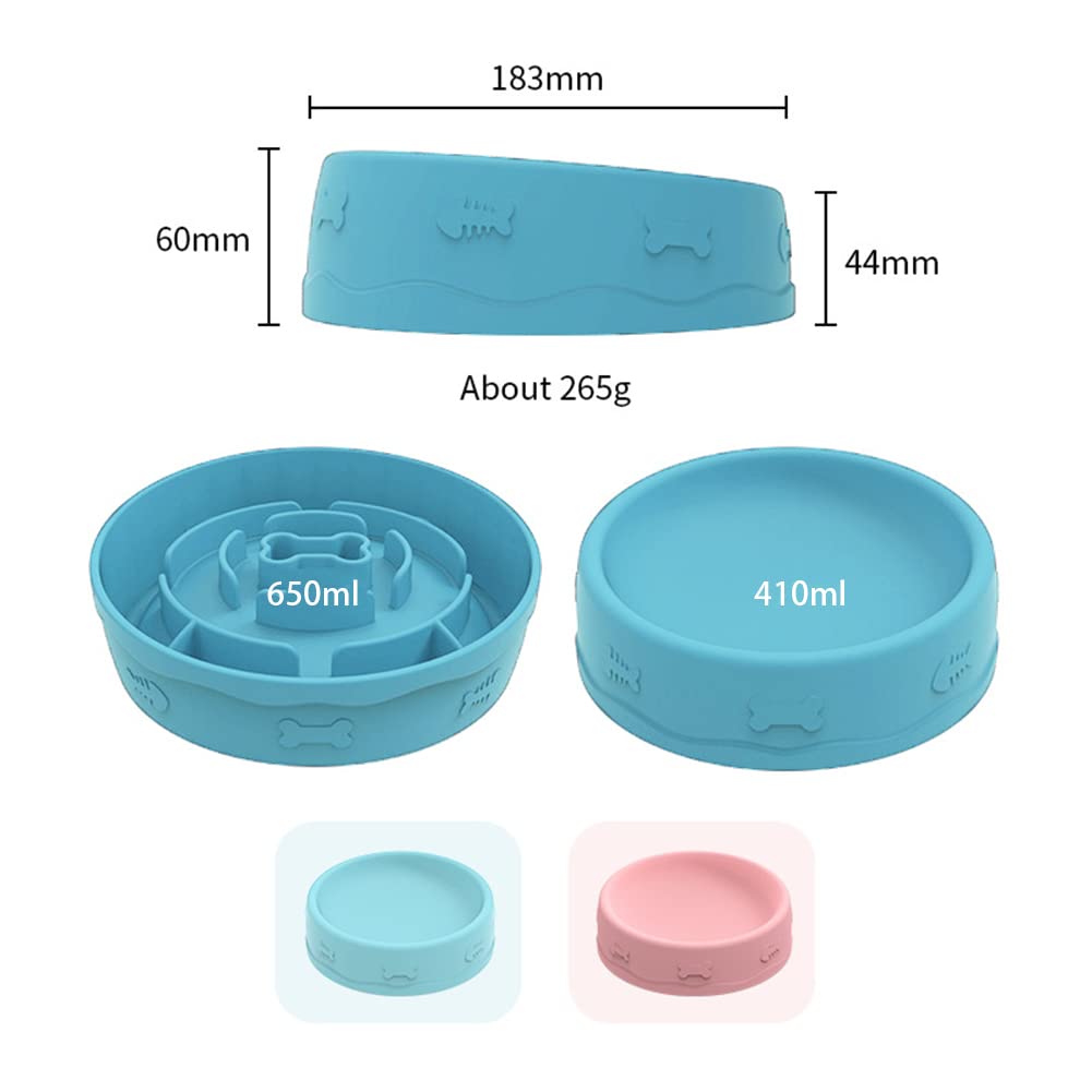 Garvee 2-in-1 Slow Feeder Dog Bowl – Double-Sided Silicone Anti-Gulping Food & Water Dish – 10° Tilted, Non-Slip, Dishwasher Safe – For Small and Medium Dogs & Puppies – Blue