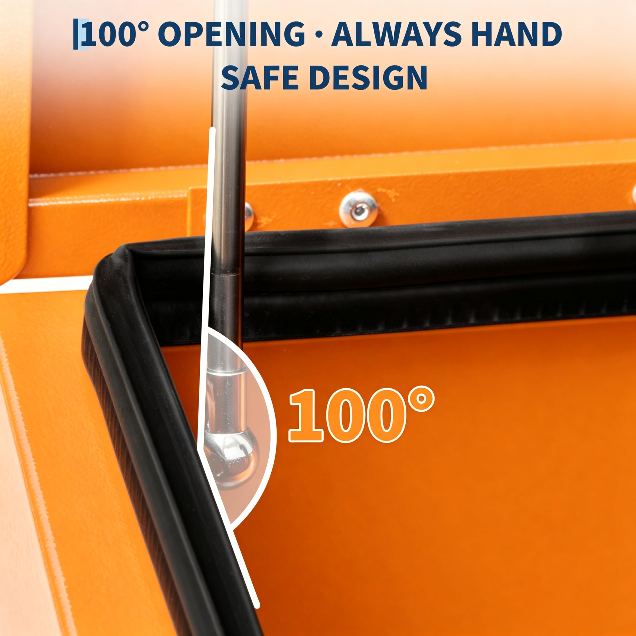 Garvee 48"X16"X14" Heavy Duty Lockable Steel Truck Bed Toolbox – Dual Lids, Weatherproof Powder-Coated, Gas Struts, Front & Side Handles for Pickup, RV, Trailer, Orange