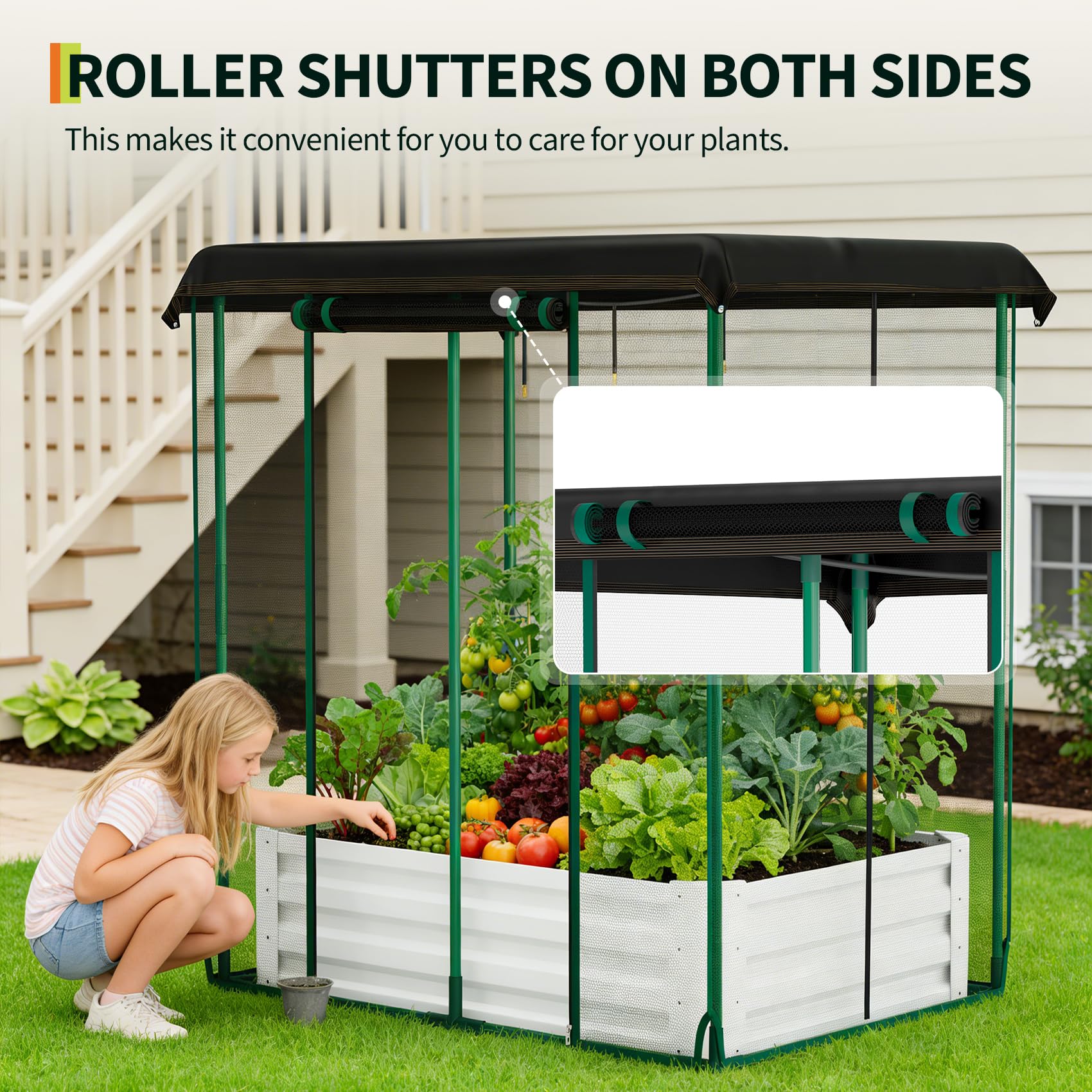 Garvee 6' x 3' x 1' Raised Garden Bed Kit with Shade Cloth & Drip Irrigation, 3-in-1 Galvanized Metal Planter Box with Insect Mesh Cover, Self-Watering Outdoor Garden Bed for Vegetables, Flowers & Herbs