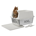 Garvee Extra Large Stainless Steel Litter Box, XLarge Open Cat Litter Box with High Sided Enclosure & Scoop & Litter Mat, Odor Free, Anti-Leakage, Metal Cat Box for Big Cats, 14"H