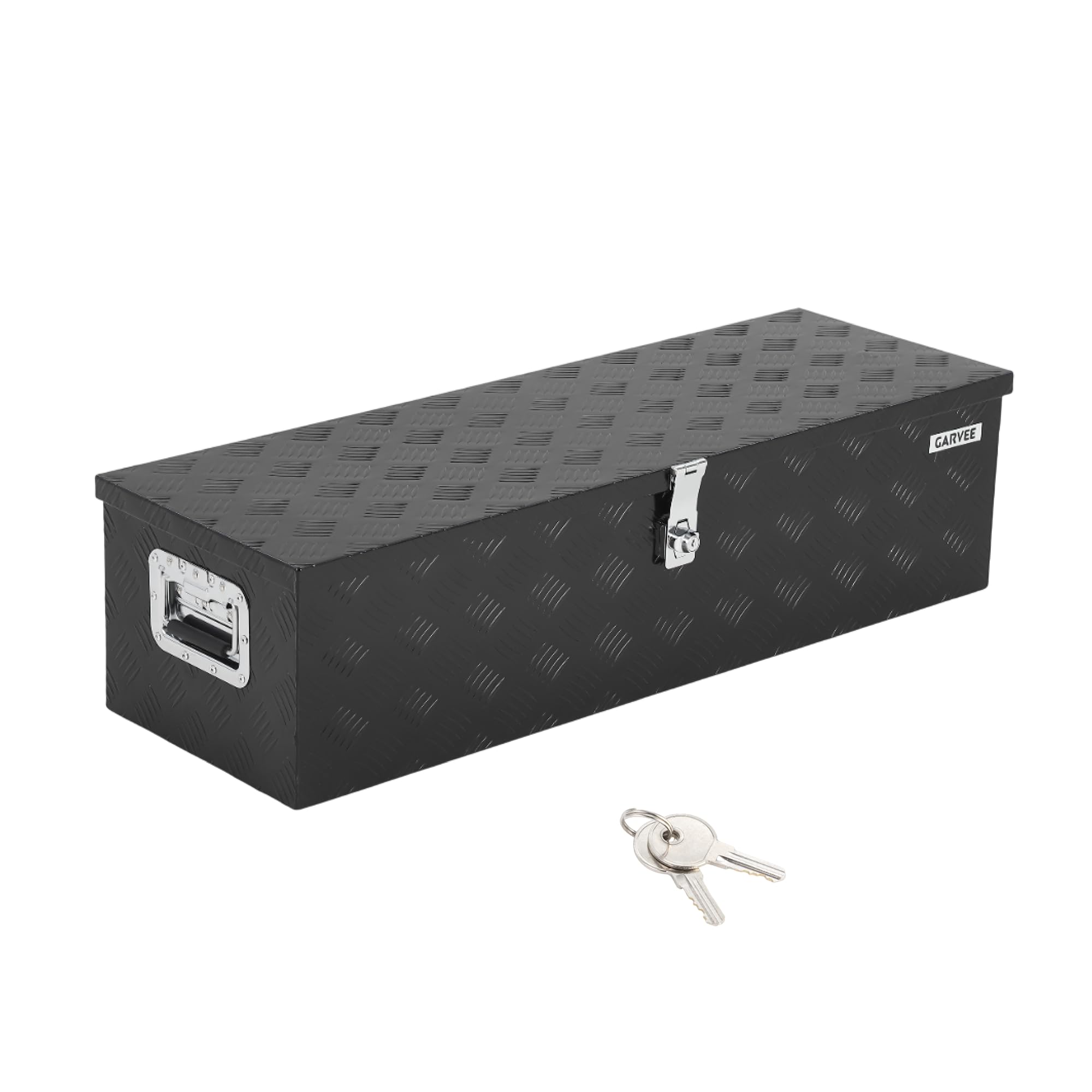 Garvee 39"X13"X10" Aluminum Truck Bed Tool Box with Lock and Keys, Heavy Duty Diamond Plate, Weather-Resistant, Side Handles, 39x13x10 in, Black, for Pickup Trucks and Trailers