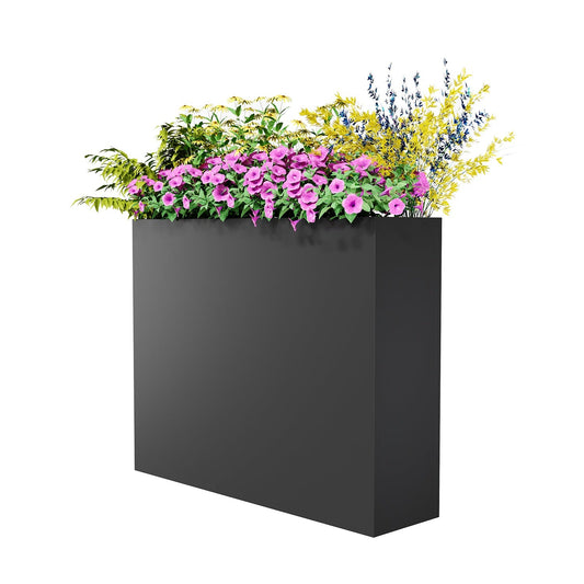 Garvee 38" x 10" x 30" Raised Garden Bed Planter, Heavy Duty Carbon Steel Elevated Planter Box with Removable Divider, Drainage Holes & Rust-Resistant Coating for Yard, Patio, Balcony & Garden, Black