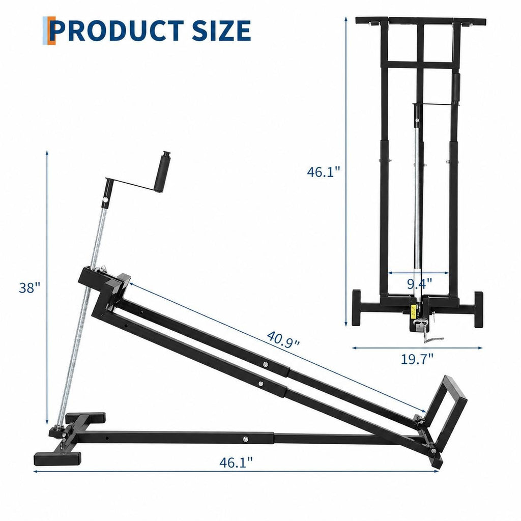 Garvee 880 LBS Heavy-Duty Lawn Mower Lift Jack, Telescopic Collapsible Maintenance Stand for Riding & Zero-Turn Mowers, Dual Operation Manual Hand Crank & Power Tool Adapter, Black