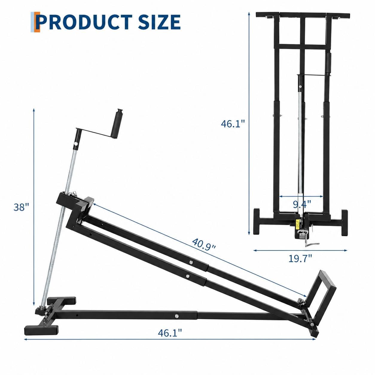 Garvee 880 LBS Heavy-Duty Lawn Mower Lift Jack, Telescopic Collapsible Maintenance Stand for Riding & Zero-Turn Mowers, Dual Operation Manual Hand Crank & Power Tool Adapter, Black