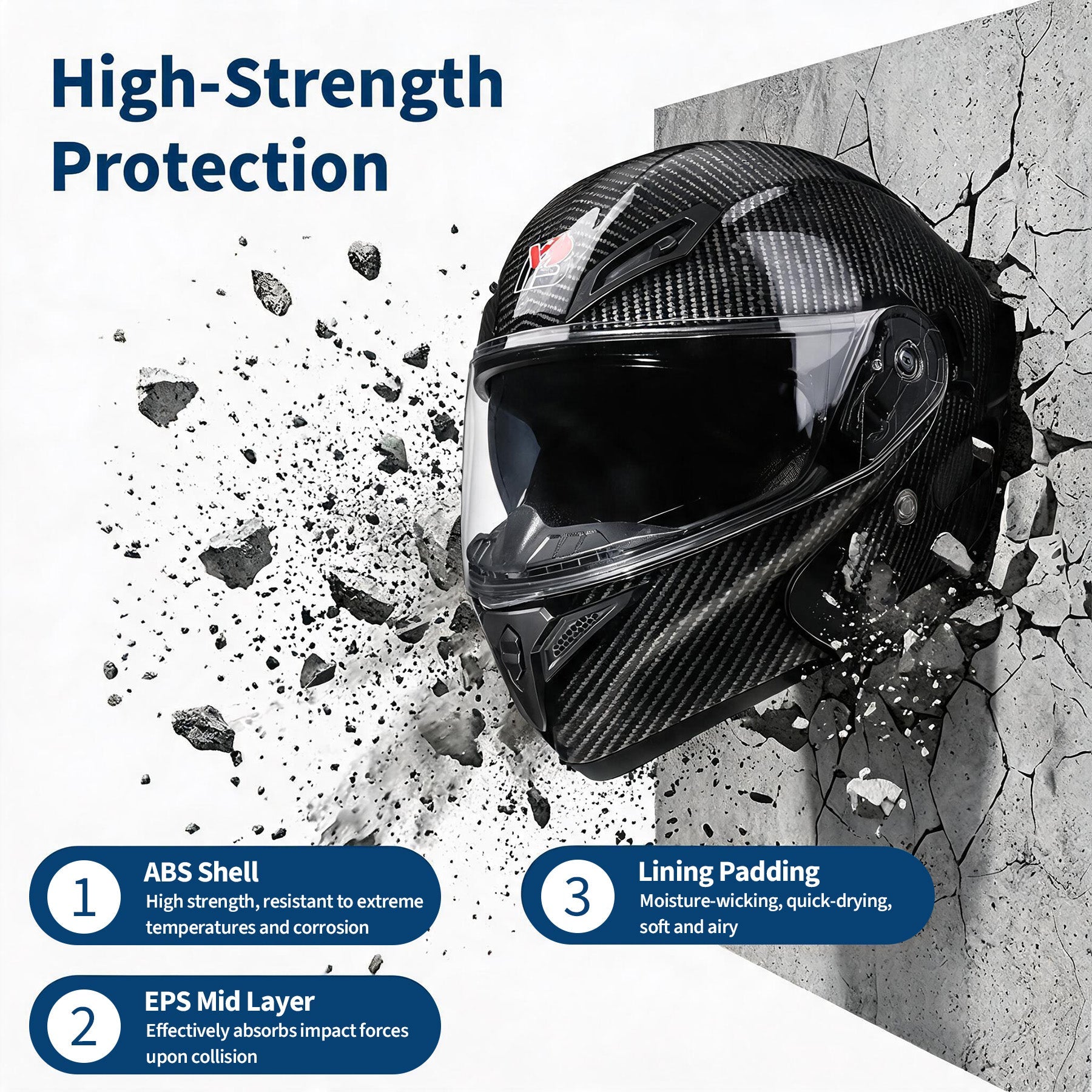Garvee Full Face Motorcycle Helmet Dual Visor - DOT ABS Shell Adult Motorcycle Helmet for Men Women Off Road Street Bike Motocross ATV, Carbon Black, XXL