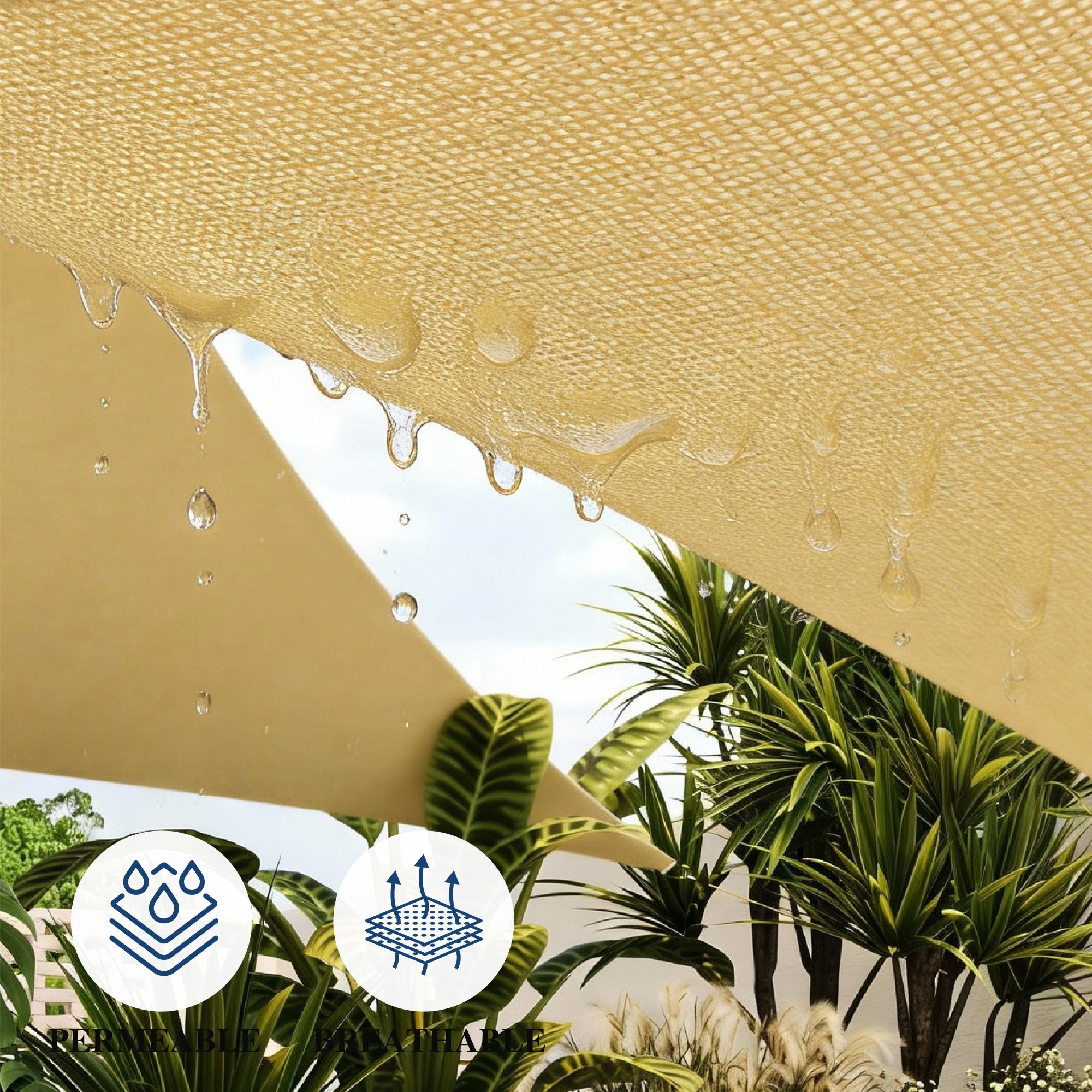 Garvee Sun Shade Sail 16'X16'X16' Triangle Sand UV Block Sunshade for Backyard Yard Deck Patio Garden Outdoor Activities and Facility, Sand