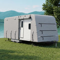 Garvee 20-22FT Heavy-Duty Travel Trailer Cover, 4-Layer Oxford Waterproof, Breathable, UV-Resistant, and Tear-Resistant RV Storage Cover with Windproof Straps and 6 Zipper Panels, Grey