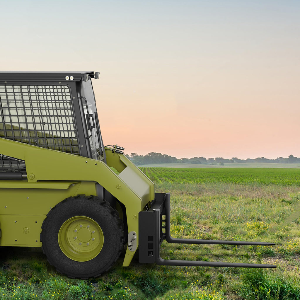 Garvee 4000 lbs Heavy Duty Skid Steer Pallet Fork Attachment - 48" Adjustable Blades, 2" Receiver Hitch & Hay Spear Sleeves - 45.5" Quick Attach Frame Compatible with Kubota & Tractor Loaders