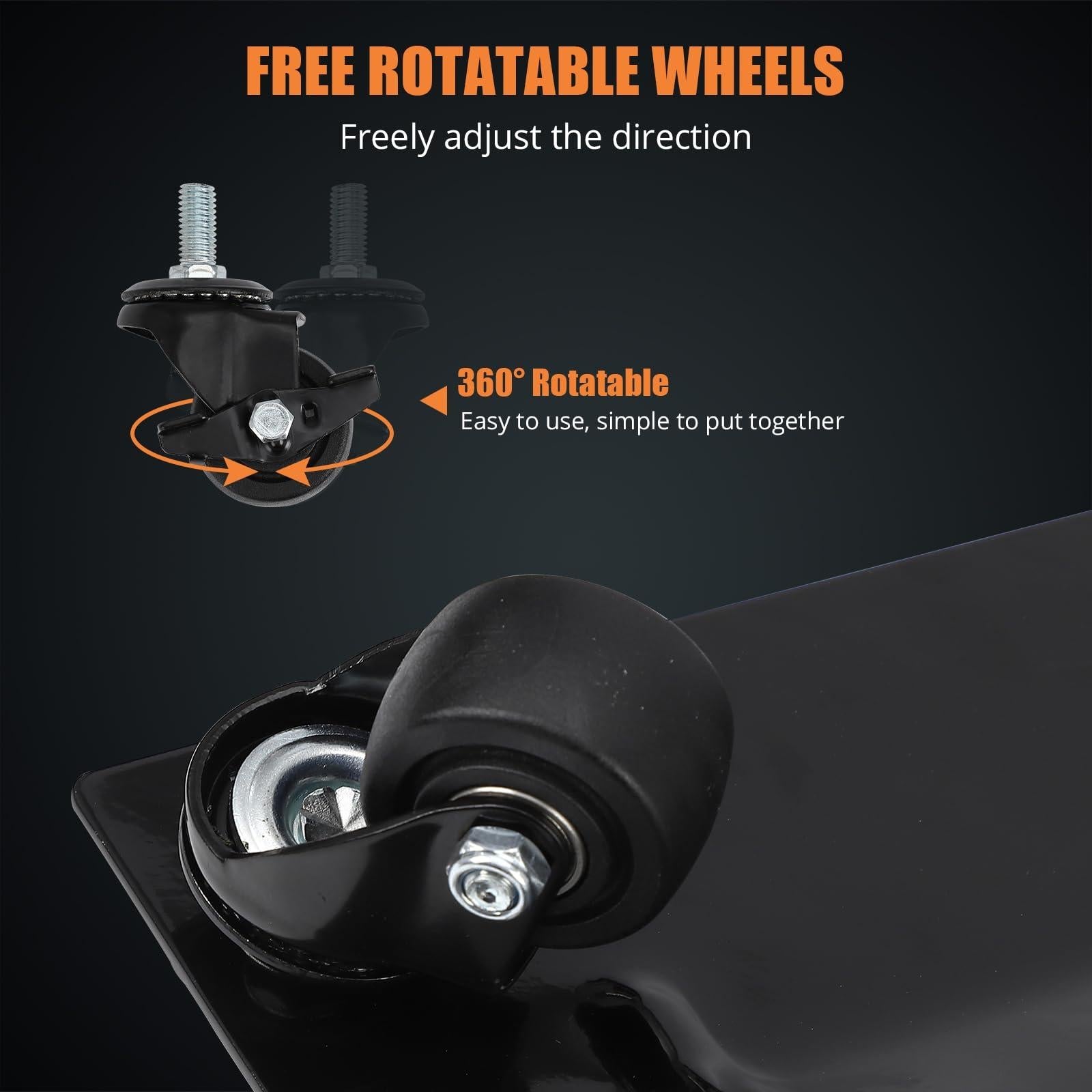Garvee Heavy-Duty Vehicle Wheel Dolly Set of 4 – 6000 lbs Capacity – 360° Rotating Upgraded Nylon Wheels with Brakes – Ideal for Cars, Trucks, Trailers, Motorcycles, Boats – Mobile Base Equipment – Black Heavy-Duty Upgraded Version