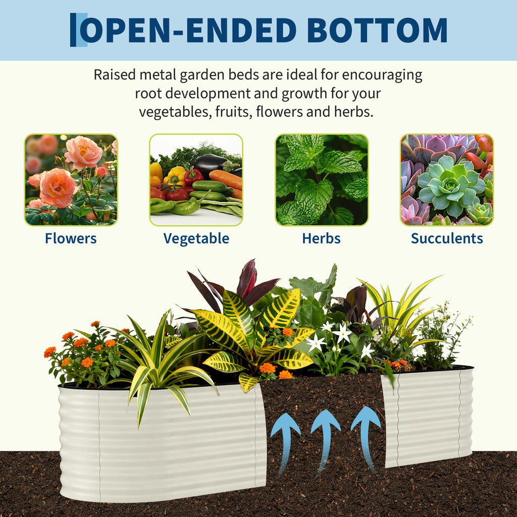 Garvee 2 Pack 8' X 4' X 1.5' Rust-Resistant Galvanized Raised Garden Beds – Metal Planter Boxes, Durable, Easy Assembly, Ergonomic Tall Design, for Vegetables, Flowers & Herbs – Beige, Upgraded with Anti-Cut Strips