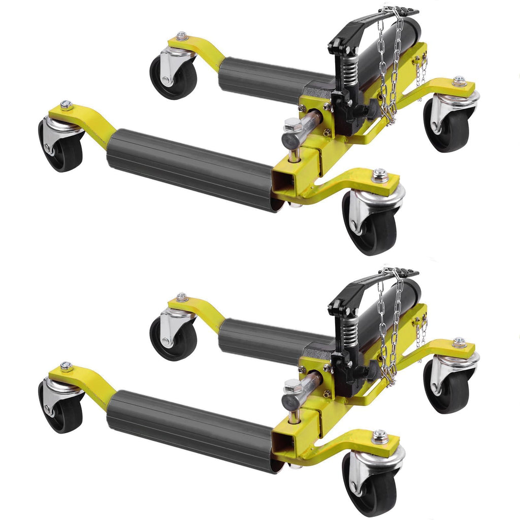 Garvee Hydraulic Car Wheel Dolly Set – 1500 lbs Capacity – Vehicle Positioning Jack – Heavy Duty for Truck, RV, Trailer – 2-Piece, Yellow, Top-Mounted Oil Cylinder