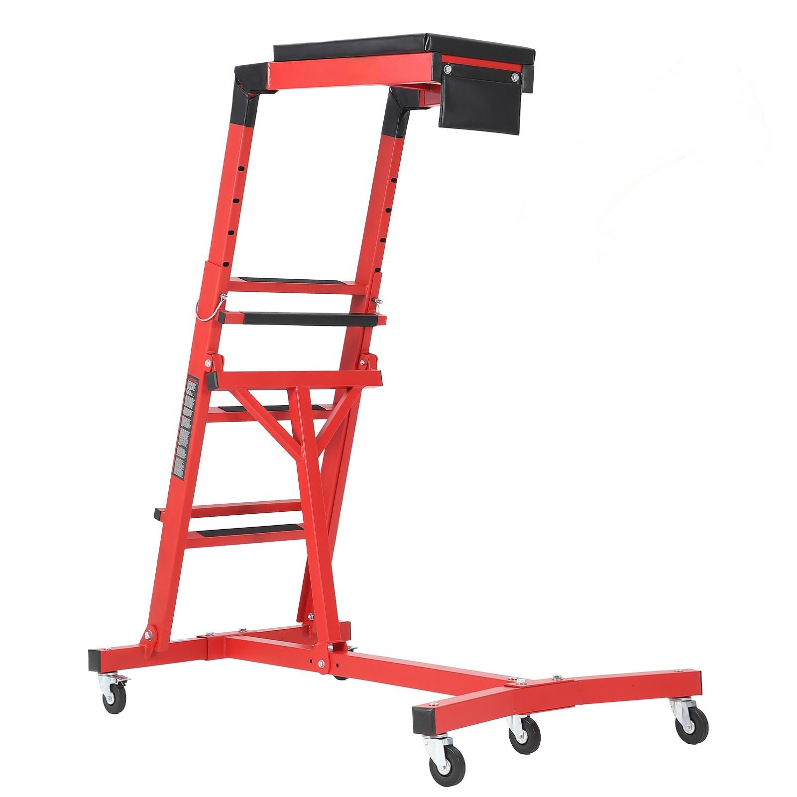 Garvee Topside Automotive Creeper for Trucks 49-76" Adjustable Height Heavy Duty 400 LBS Steel Foldable with Cushioned Pad & Lockable Casters for Garage Use, Red