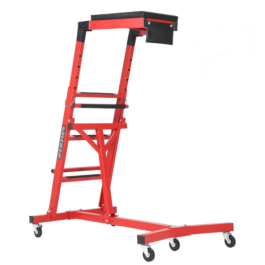 Garvee Topside Automotive Creeper for Trucks 49-76" Adjustable Height Heavy Duty 400 LBS Steel Foldable with Cushioned Pad & Lockable Casters for Garage Use, Red