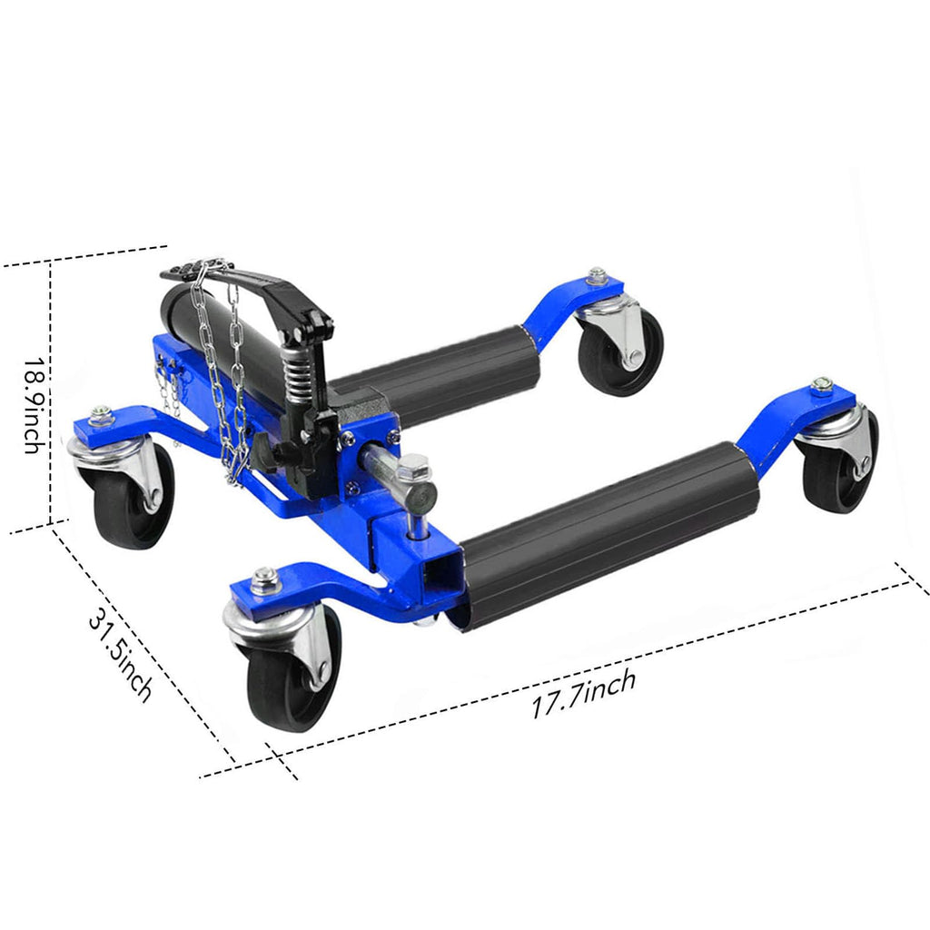 Garvee Hydraulic Wheel Dolly Set - 4 Pack, 1500 lbs Capacity Each, Heavy Duty Steel, Vehicle Positioning Dolly with Hydraulic Tire Jack, Blue, Ideal for Moving Cars, Trucks, RVs, and Trailers - Combination
