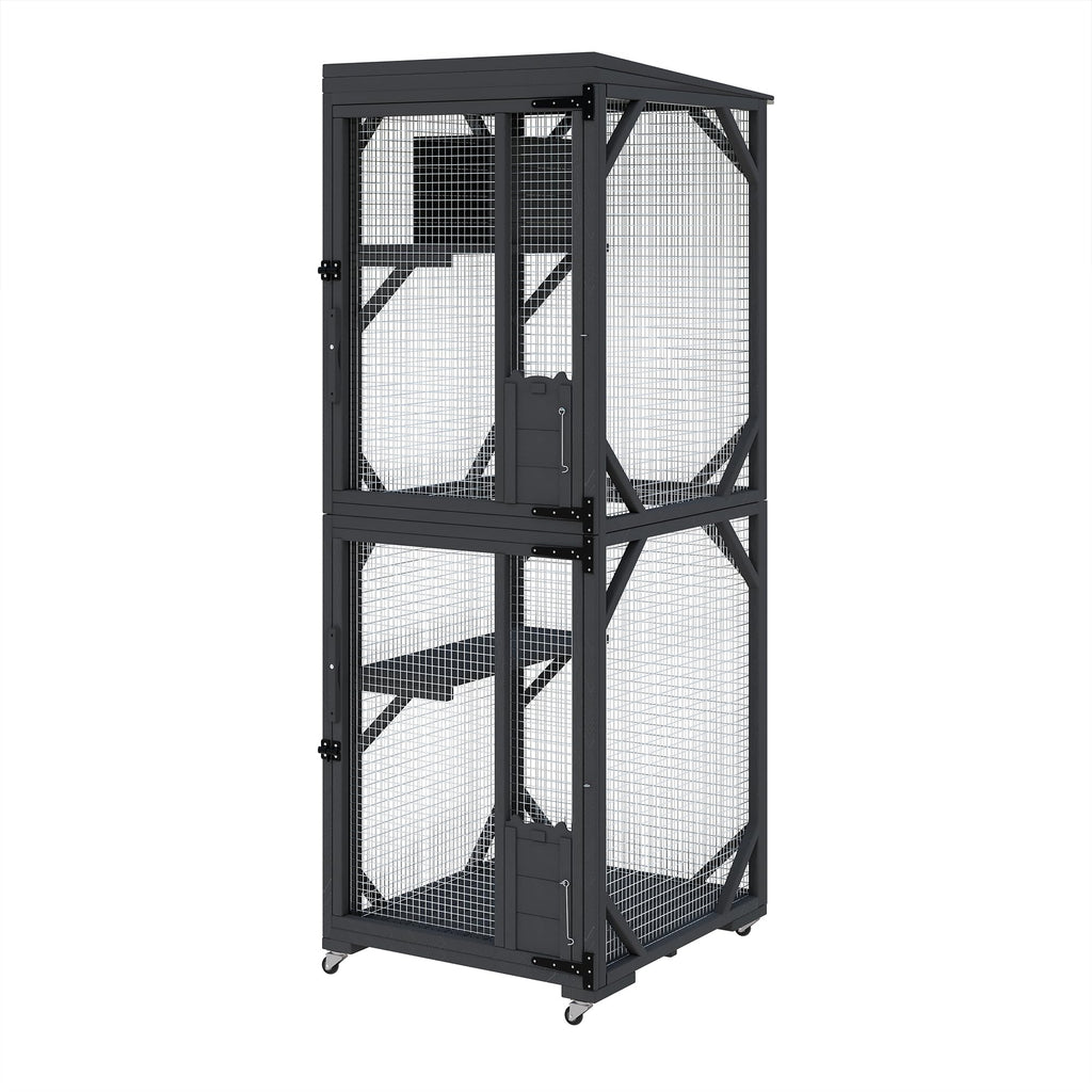 Garvee Catio Outdoor Window Cat Enclosure, Walk-in Cat Cage, Catio Outdoor Enclosure Extra Large, Black
