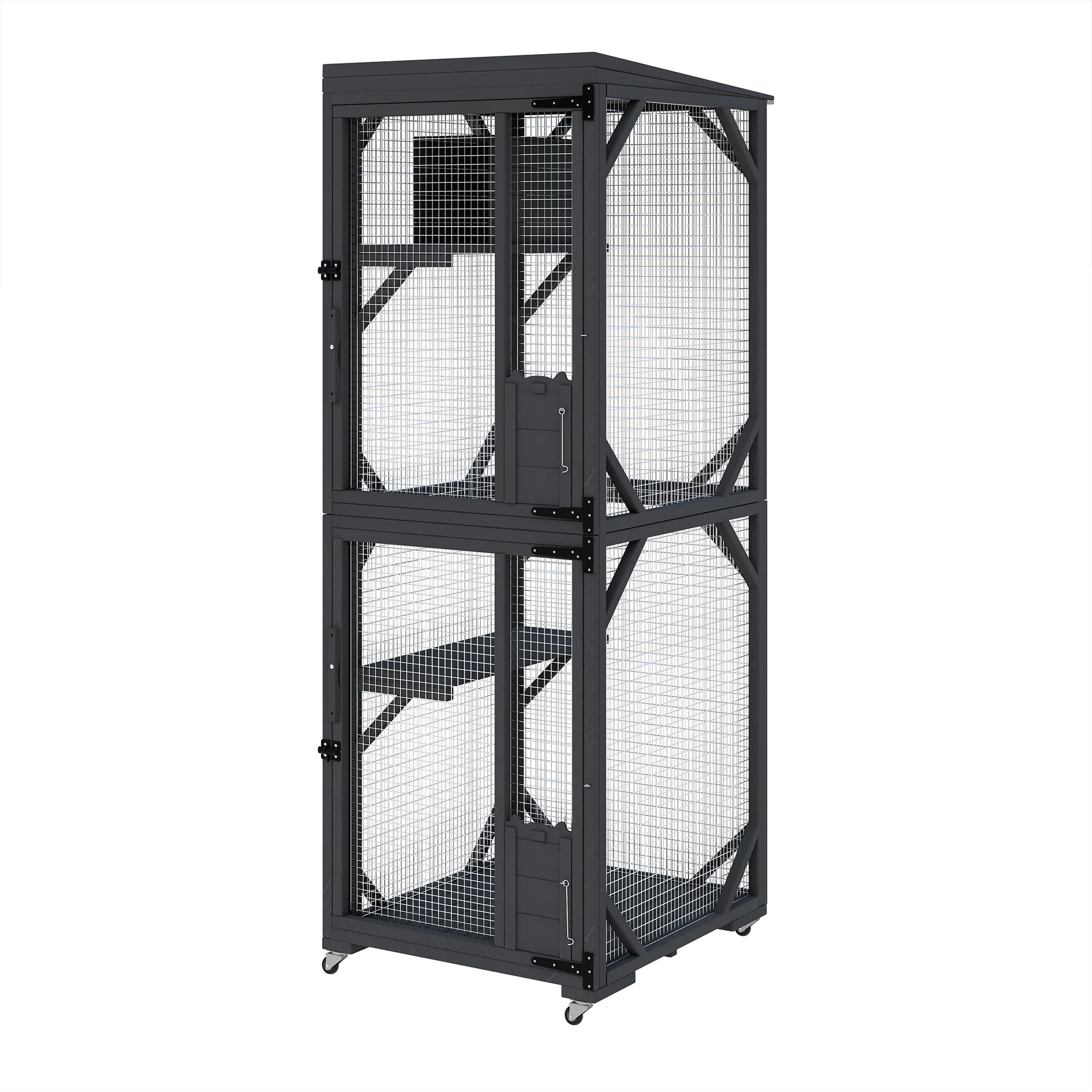 Garvee Catio Outdoor Window Cat Enclosure, Walk-in Cat Cage, Catio Outdoor Enclosure Extra Large, Black