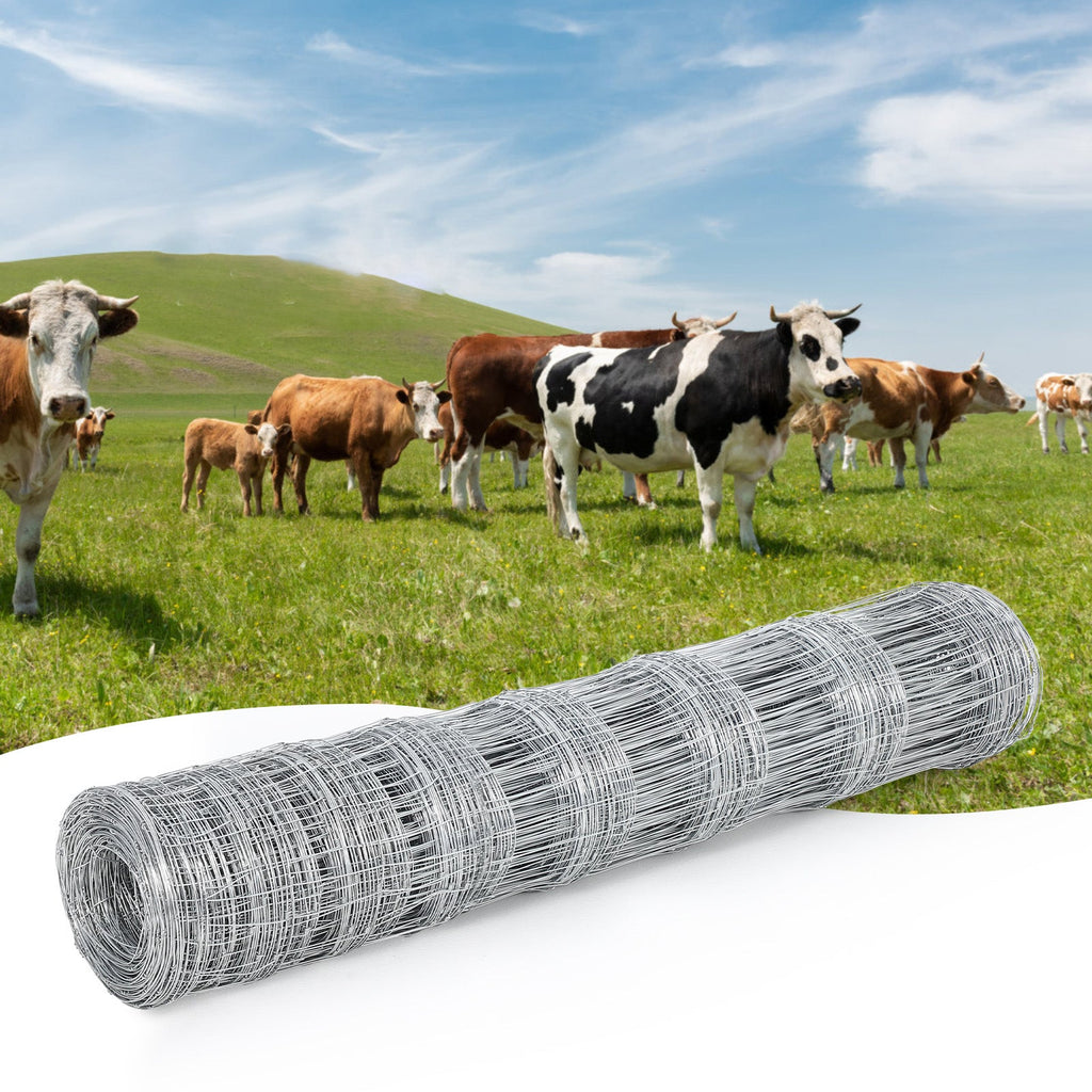 Garvee 4ft x 328f Duty Galvanized Metal Wire Mesh Fence – High Strength, Weather Resistant Livestock Field Fencing – Durable Zinc Coated for Cattle, Deer, Goat, Hog, Sheep and Animal Protection, Silver, 1.6±0.2mm