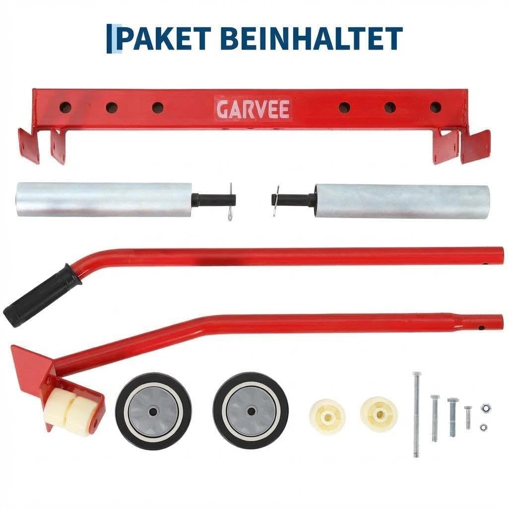 Garvee Heavy Duty Adjustable Tire Wheel Dolly – 330lbs Capacity, 23.5"-43.5" Width, 8in 360° Rollers – For Semi Truck, SUV, Skid Steer, ATV, RV, Trailer – Easy Tire Lifting – Red