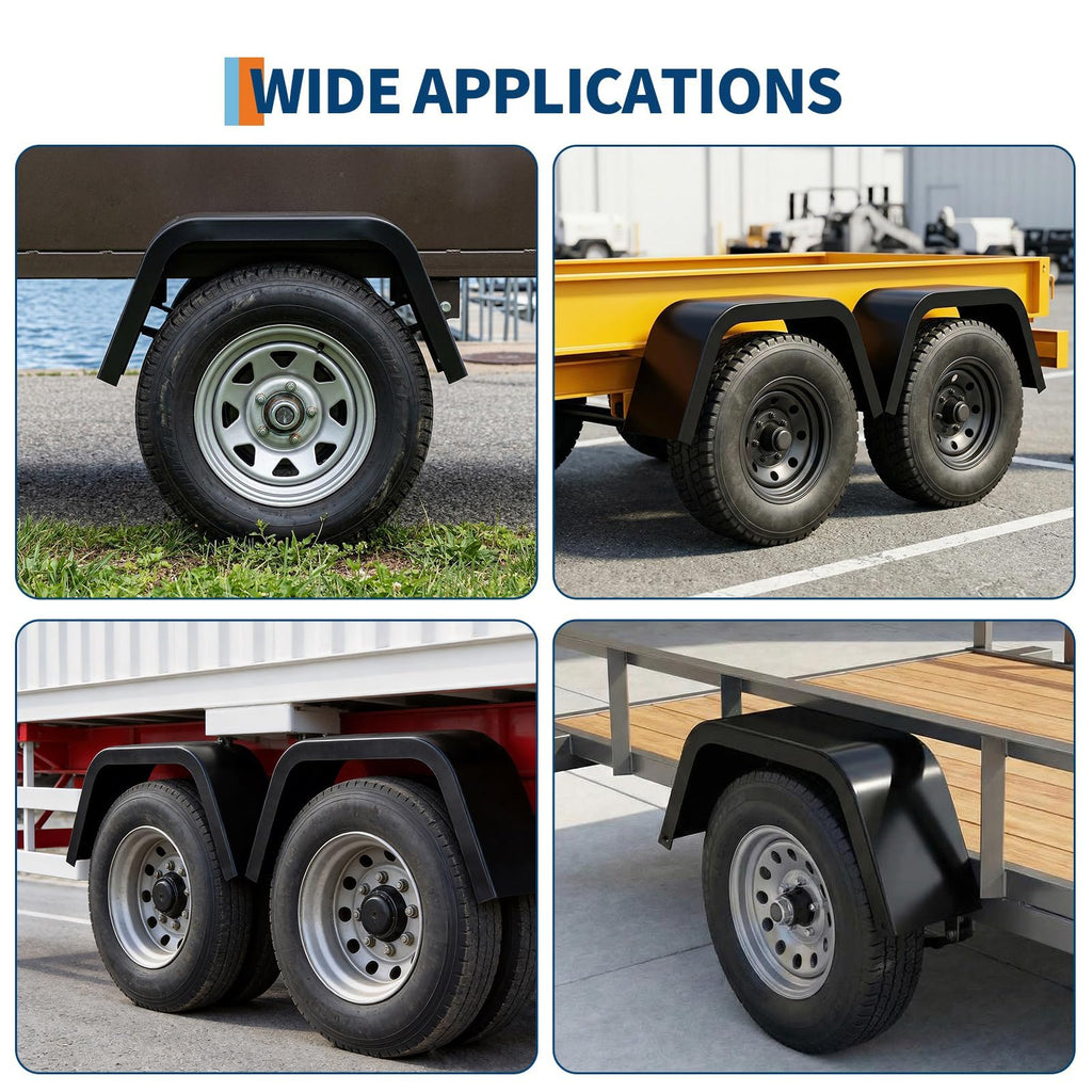 Garvee 2 Pack Single Axle Trailer Fenders for 14-16 Inch Tires, Heavy Duty 14 Gauge Steel, Rust Resistant, Weldable, Pre-Drilled, for Boat & Utility Trailers