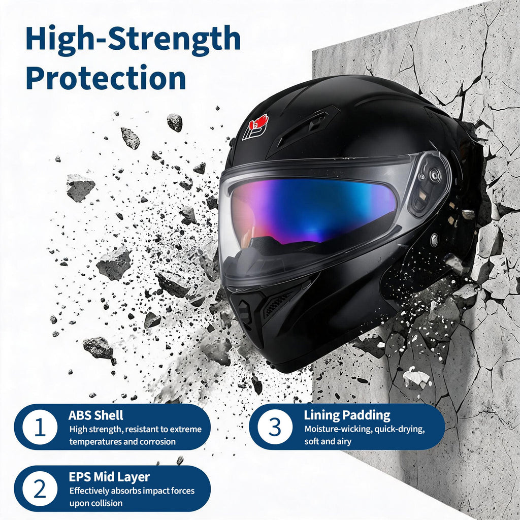 Garvee Full Face Motorcycle Helmet Dual Visor - DOT ABS Shell Adult Motorcycle Helmet for Men Women Off Road Street Bike Motocross ATV, Gloss Black, XL